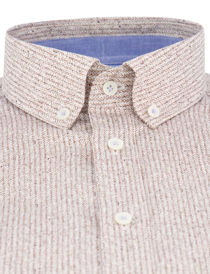 Giordano casual overhemd korte mouw beige