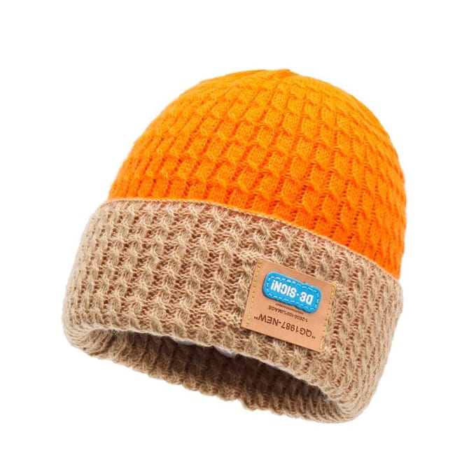 Gebreide Muts Herfst en Winter Muts Dames Grote Hoofdomtrek Verdikt Warme Hoofd Koude Muts Heren Wolmuts Pullover Veelzijdige Pluche Muts Pluche Muts one size orange