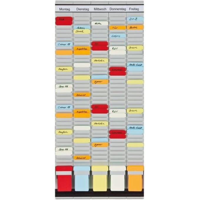 FRANKEN T-kaart bord 5-daagse weekplanner, 31,5 x 78 cm, 5 steunen, 35 sleuven, PV-SET2