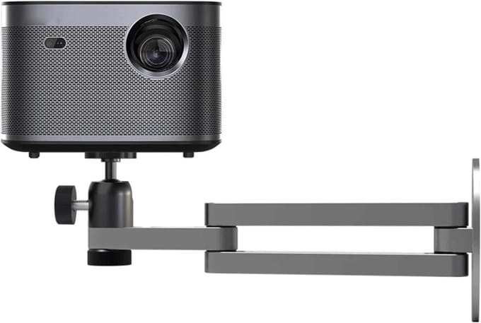 Projector muurbeugel - Projector ophangsysteem - Projectie optimaliseren - Flexibele 2-assige aanpassing - Inklapbaar ontwerp - Zilverkleurig