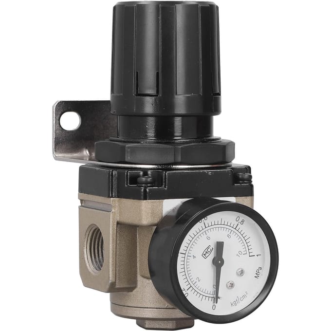 Régulateur de pression d'air G1 2 Régulateur pneumatique avec manomètre 0.05‑0.85MPa AR4000‑04