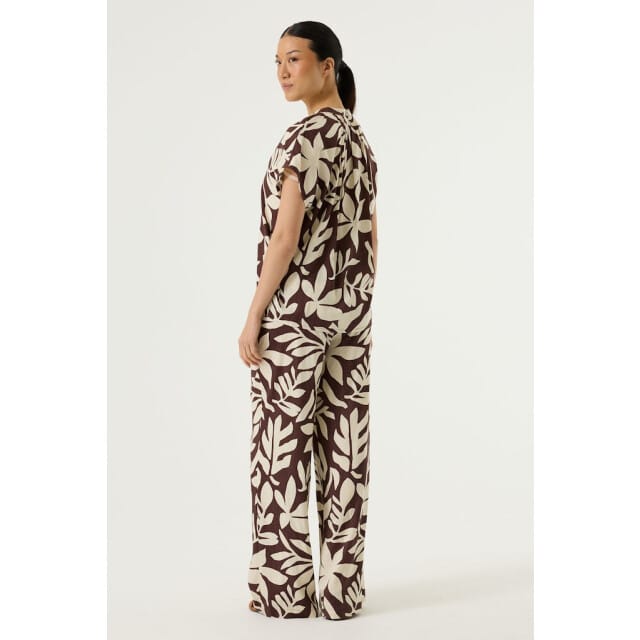 GARCIA Dames Print Blouse Bruin Korte mouw