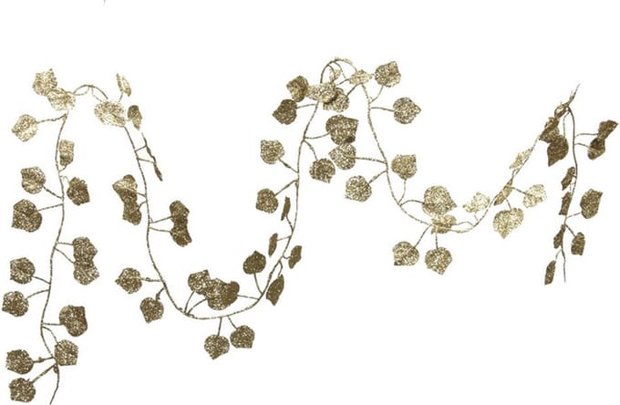 Othmar Decorations Kerstboom slinger - met bladeren - goud - 200 cm - kunststof