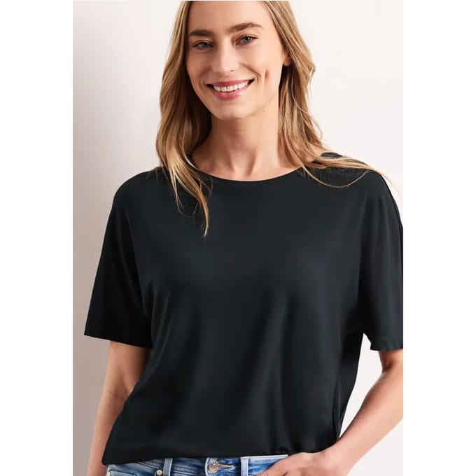 Shirt met ronde hals in effen kleur