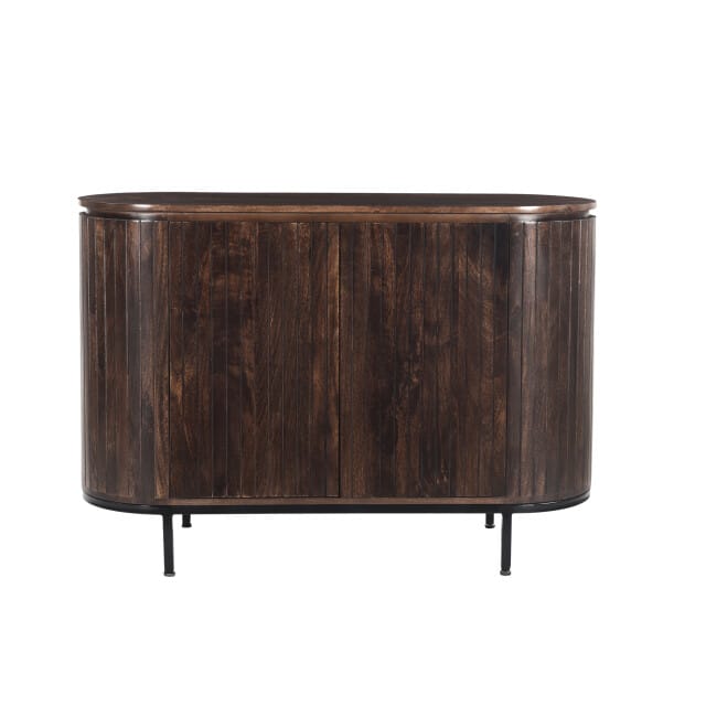 Livingfurn - Dressoir Noor Walnut 115cm - Mangohout / Gecoat Staal