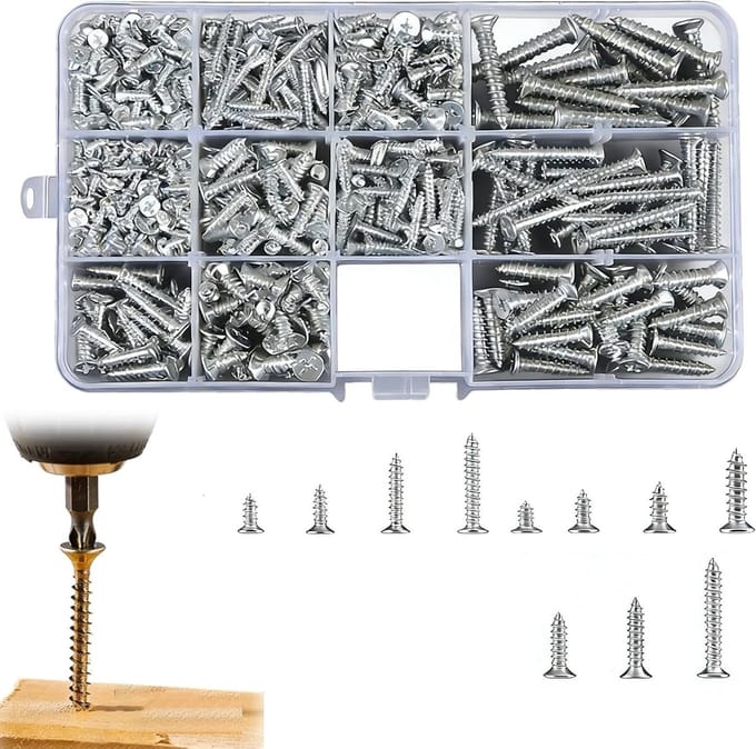 Set van 800 Roestbestendige Zelftappende Schroeven - 11 Maten voor Meubelmontage, DIY-projecten en Auto-onderhoud