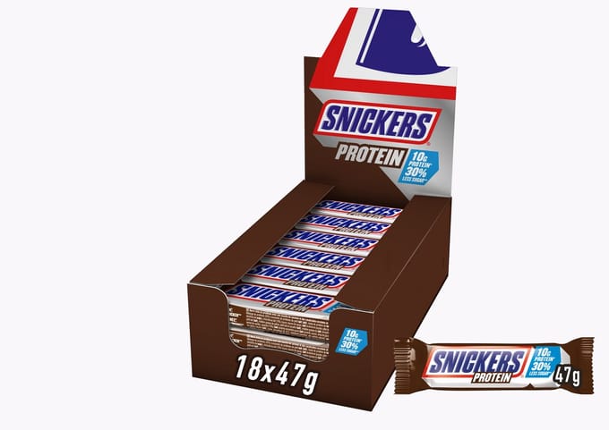 Snickers Protein chocoladerepen showdoos singles - 18x47gr