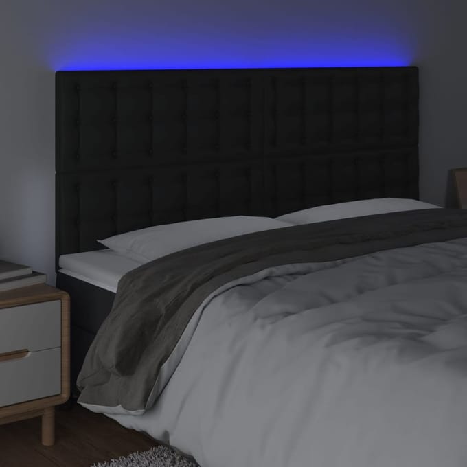 vidaXL - Hoofdbord - LED - 200x5x118/128 - cm - kunstleer - zwart