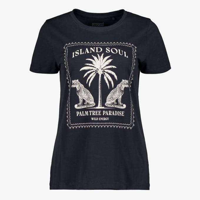 TwoDay dames T-shirt met opdruk zwart - Maat L