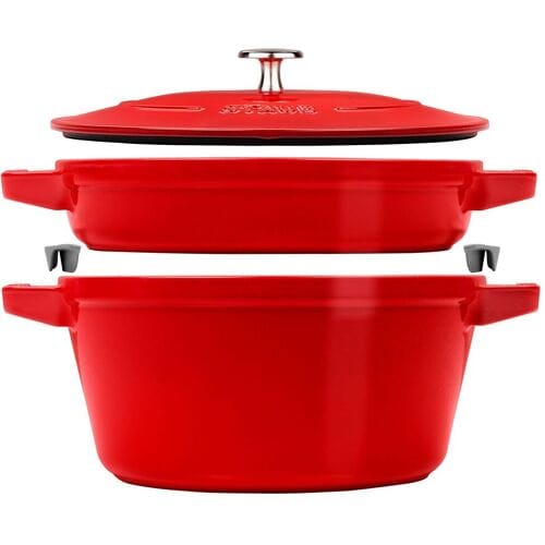 STAUB STACKABLE SET - Kookpannenset - 2 stuks - Ø 240mm - Gietijzer - Kersenrood