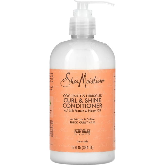 SheaMoisture, Curl & Shine Conditioner, Coconut & Hibiscus, 13 fl oz (384 ml) white