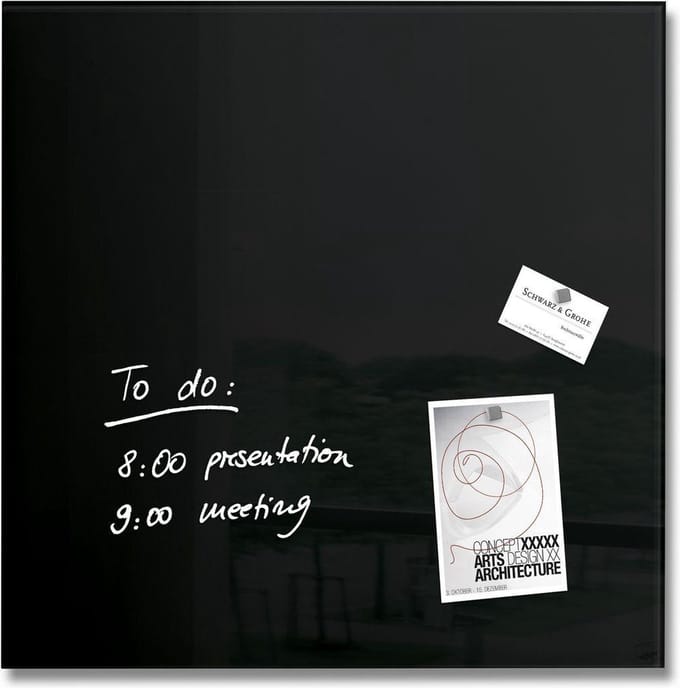 Sigel glasmagneetbord Artverum 48x48cm zwart