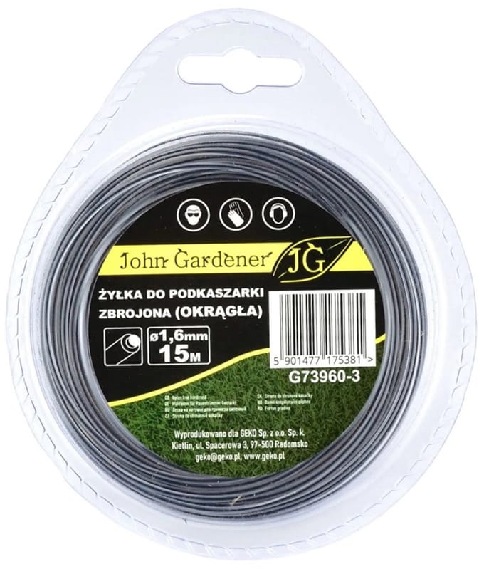 GEKO Versterkte nylondraad - rond - 1,6 mm - 15 m - extra sterk