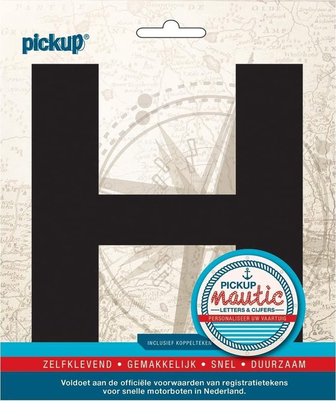 Pickup Nautic plakletter 150mm zwart H - zwart H