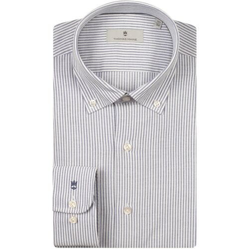 Thomas Maine Overhemd Torino Button-Down Brushed Oxford Stripe Navy / male