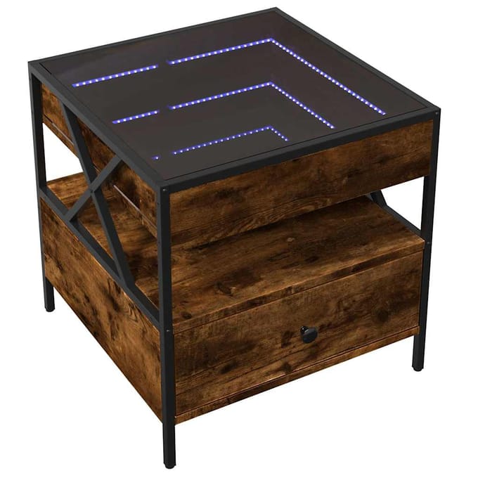 vidaXL - Salontafel - met - Infinity - LED - 50x50x51 - cm - gerookt - eikenkleurig