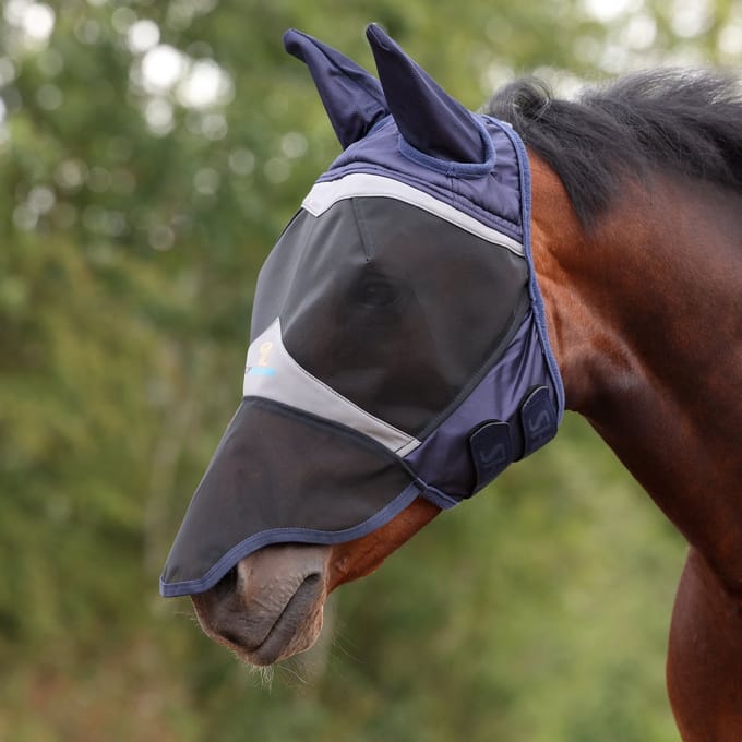 Shires Vliegenmasker met oren en neus - Navy Cob