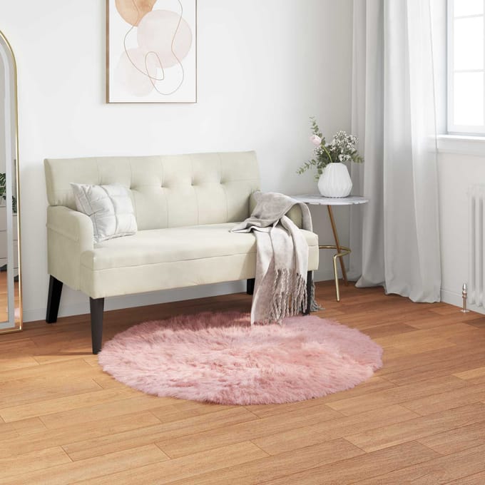 vidaXL Tapijt van imitatie TAFALLA Roze Ø 100 cm Polyester