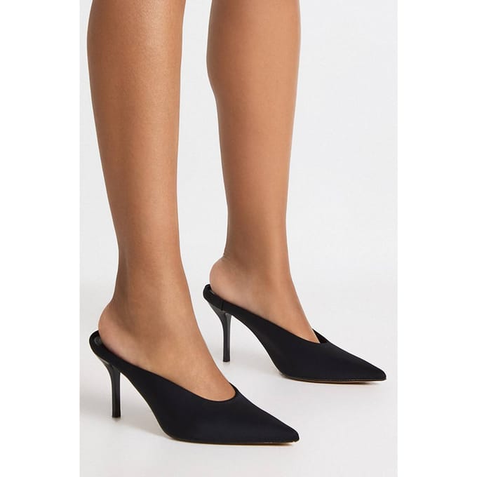 boohoo Dames Pointed Mule Court Shoes | Black | Maat: 3