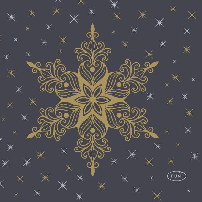 Duni - Servetten - Snowstars Black - 24 x 24 cm