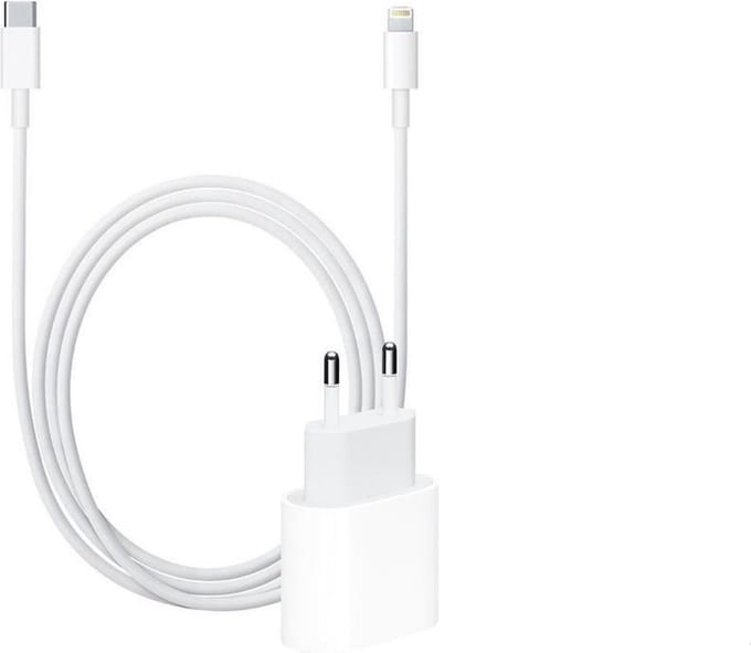 LuxeBass USB-C Adapter 20W + 1 meter Lightning kabel - Geschikt voor iPad/iPhone- oplader kabel - Snellader