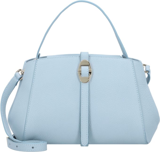 COCCINELLE Leren Handtas Schoudertas Chara Handbag Grained Leather Mist Blue Lichtblauw