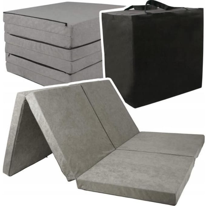Opvouwbaar matras 2 personen - Afneembare hoes - 195cm x 120cm x 7cm - Grijs