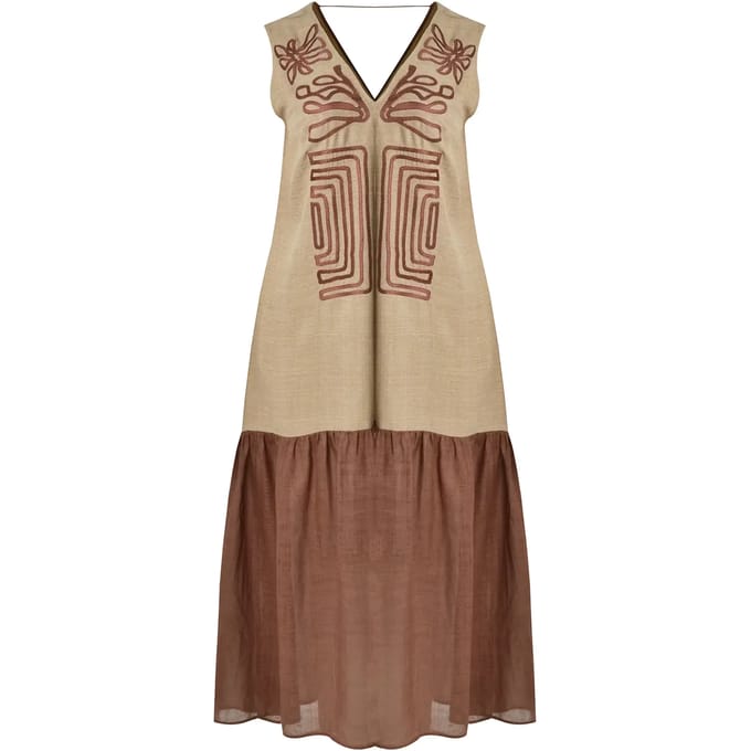 Mouwloze linnen jurk dames Mat Fashion