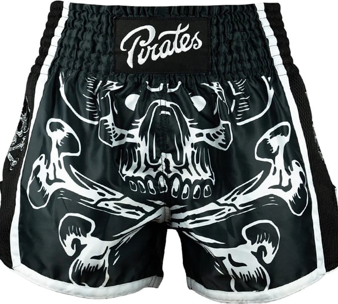 PRIDEorDiE Pirate V.2 Muay Thai Shorts Zwart Wit - S