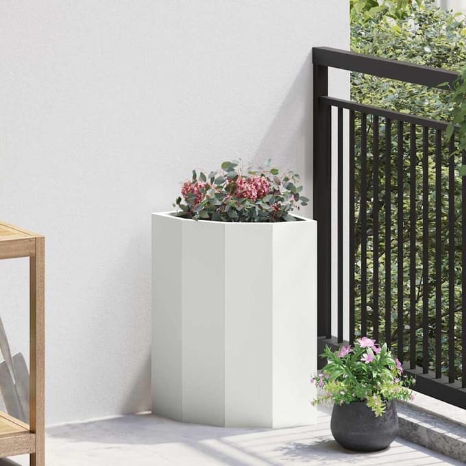 vidaXL Hoek Plantbak Wit 30 x 30 x 50 cm Staal