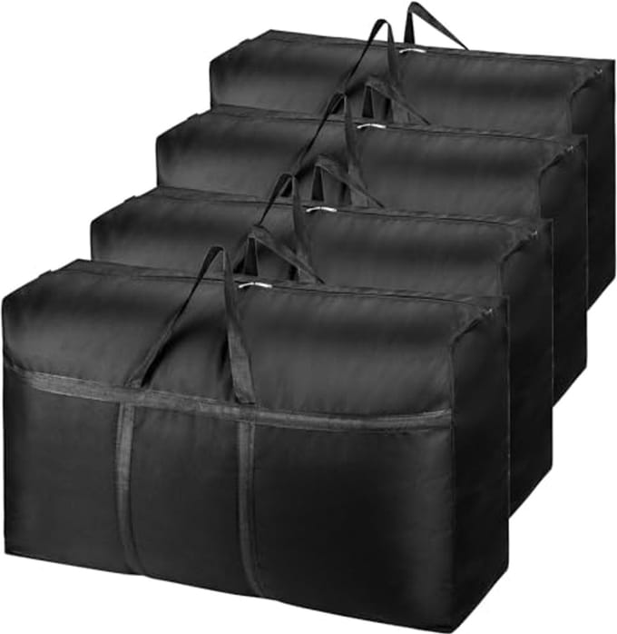 Extra grote zware opbergdozen met deksels - 4-pack 180L voor verhuizing en opslag