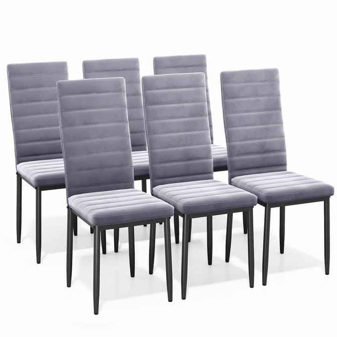 Bealife TB41C Eetkamerstoelen - 6 stoelen - Velvet bekleed - Grijs
