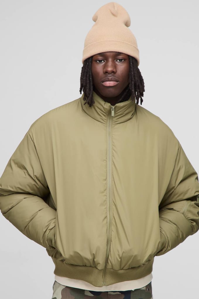Regular Fit Mono Padded MA1 Bomber Jacket | Olive | Size Medium
