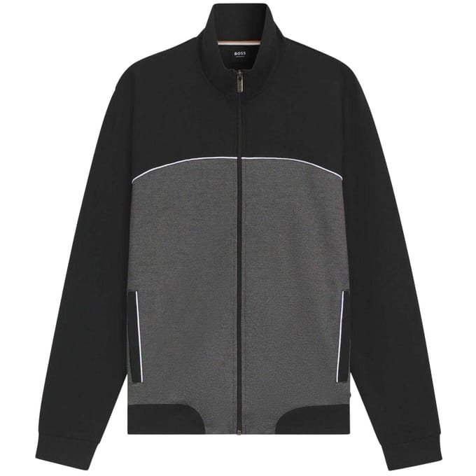 Boss Heren Track Jacket met contrasterende biezen (Zwart)