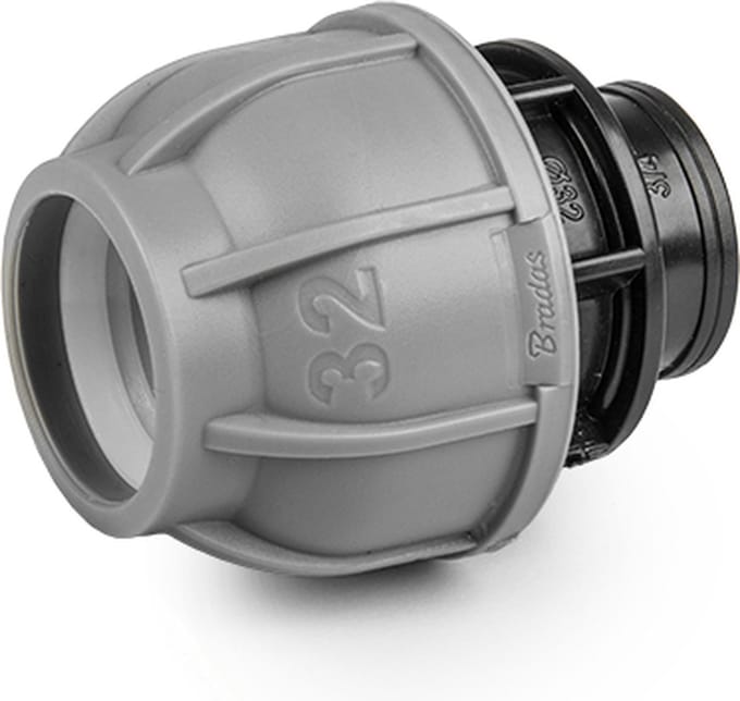 Bradas PN10 koppeling – 32 mm naar 19 mm (3/4") vrouwelijke schroefdraad – Voor PE-leidingen – Tyleenslang – Verloopkoppeling – Drukbestendig