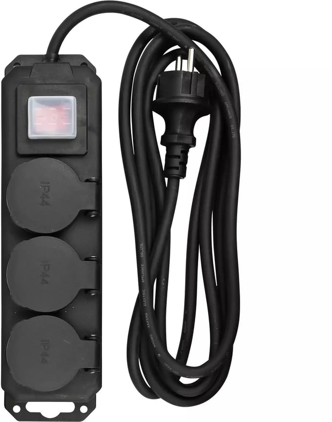 Benson Stekkerdoos 3-voudig - Waterdicht - Met schakelaar - 3 meter - IP44