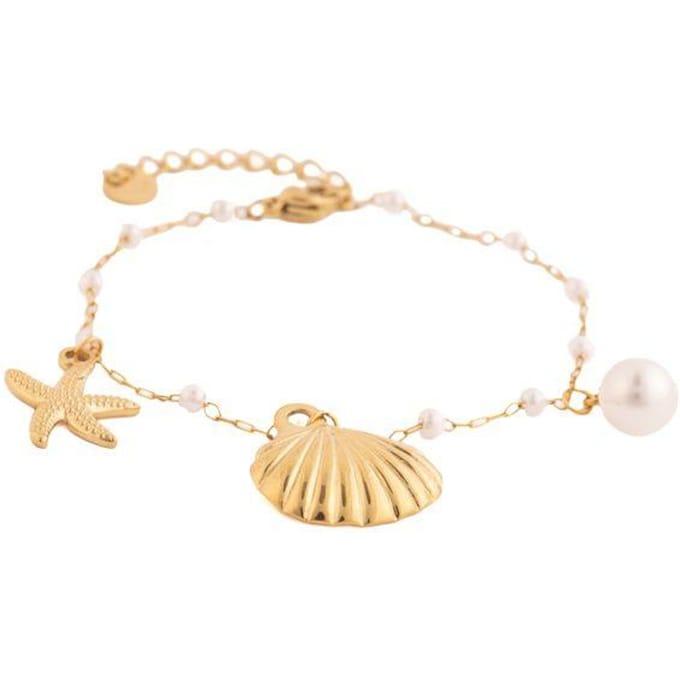 Luxenter Armband met 18-karaats geelgoud afwerking en witte parel - Etbam