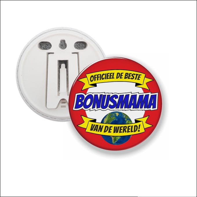 Button Met Clip 58 MM - Officieel De Beste Bonusmama Van De Wereld