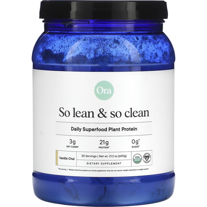 Ora, So Lean & So Clean, Protéine Végétale Superaliment Quotidien, Vanille Chaï, 21,2 oz (600g)