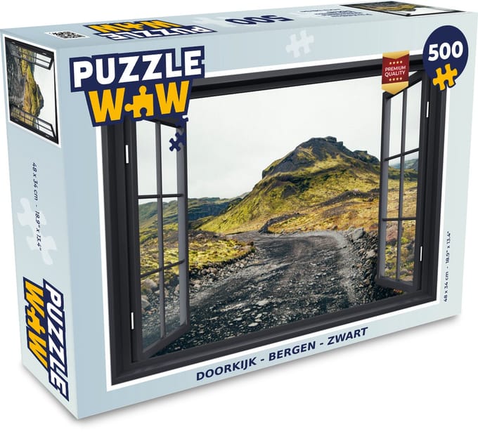 Puzzel Doorkijk - Berg - Zwart - Legpuzzel - Puzzel 500 stukjes