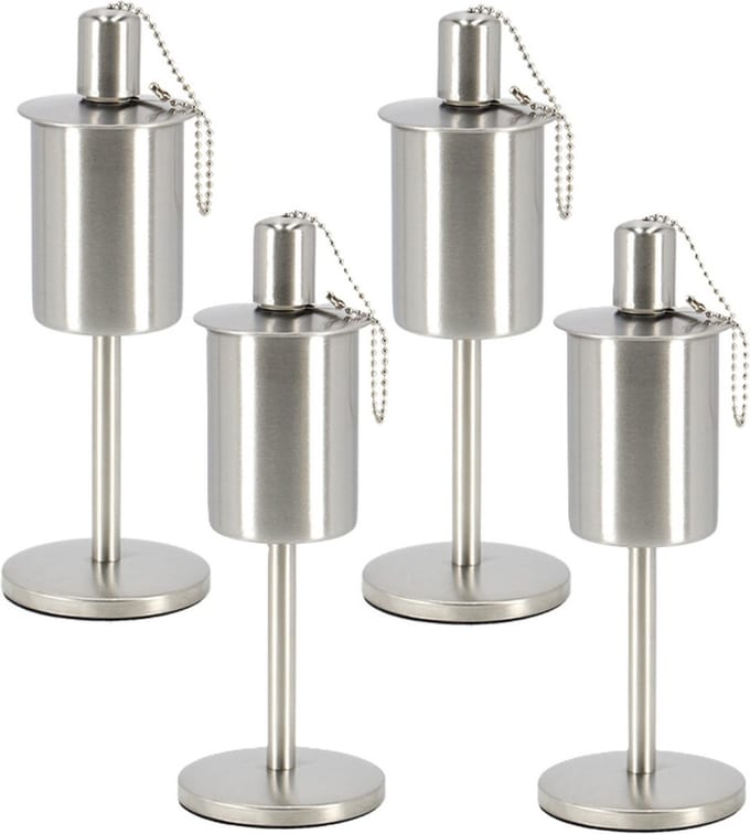 Fancy Flames RVS olie/tuinfakkel - 4x - 9.5 x 25 cm - op stabiele voet