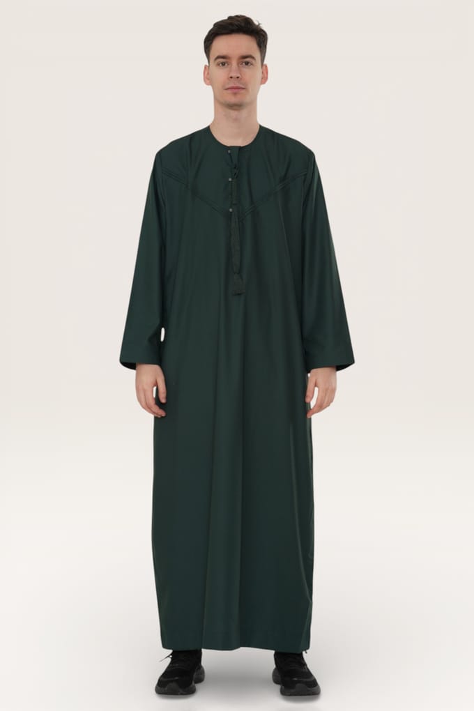 Heren groene Eid Marokkaanse Jubba Robe Djellaba Ramadan Eid Thobe LFS-HM11