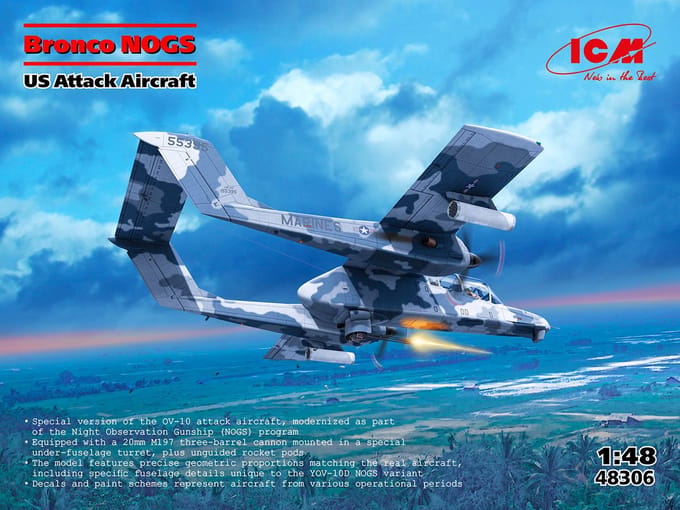 ICM Modelbouwpakket Vliegtuigen - 48306 NOGS - Noord-Amerikaanse Rockwell OV-10 - Propellervliegtuig Plastic - 1:48 - Modelbouw