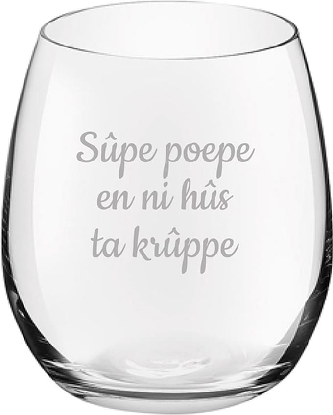Drinkglas gegraveerd - 39cl - Sûpe poepe en ni hûs ta krûppe