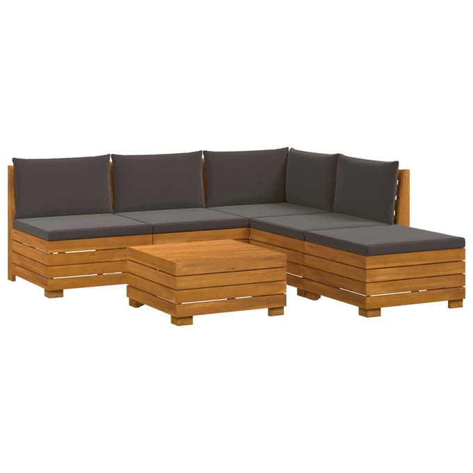 vidaXL - 6 - st - Buiten - bank - set - Massief - Acacia - Hout - Bruin