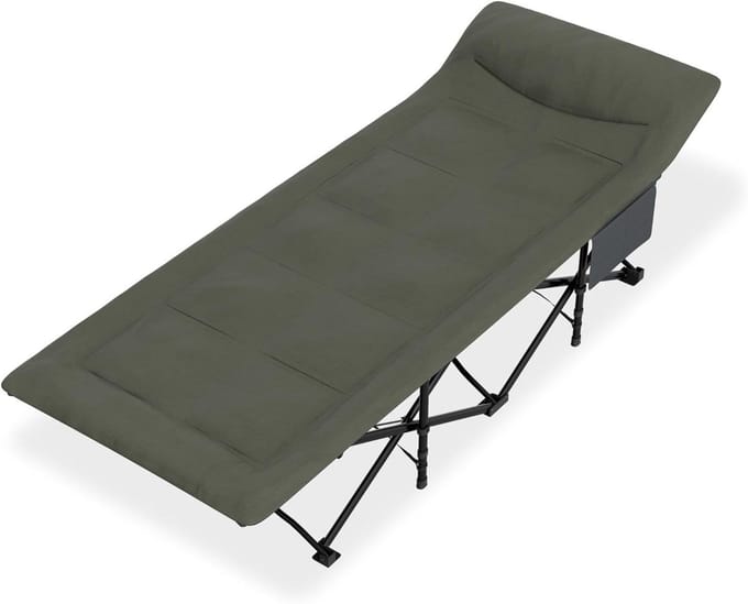Inklapbaar veldbed - Opklapbed campingbed - Buiten en binnen - Met matras en kussen - 185 x 75 cm