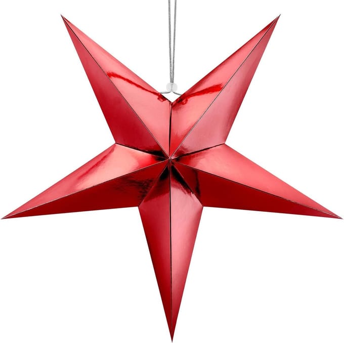 PartyDeco - Kerstster Rood (70 cm)
