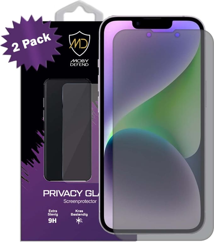 2-Pack MobyDefend Screenprotectors - Geschikt voor iPhone 14 - Matte Privacy Glass Screensavers
