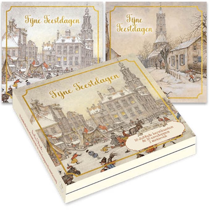 Anton Pieck kerstkaartenmapje - Arrenslee - Meisje met hond