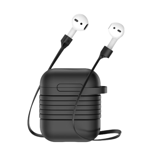 Baseus Luxe AirPods 1/2 Case met Anti-Lost Strap Zwart